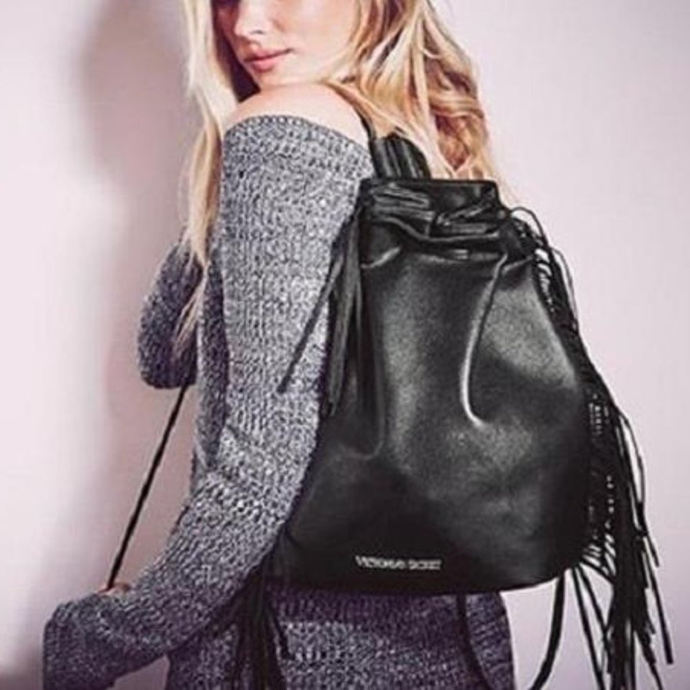 VIctoria's Secret Faux Leather Backpack w/ Fringe